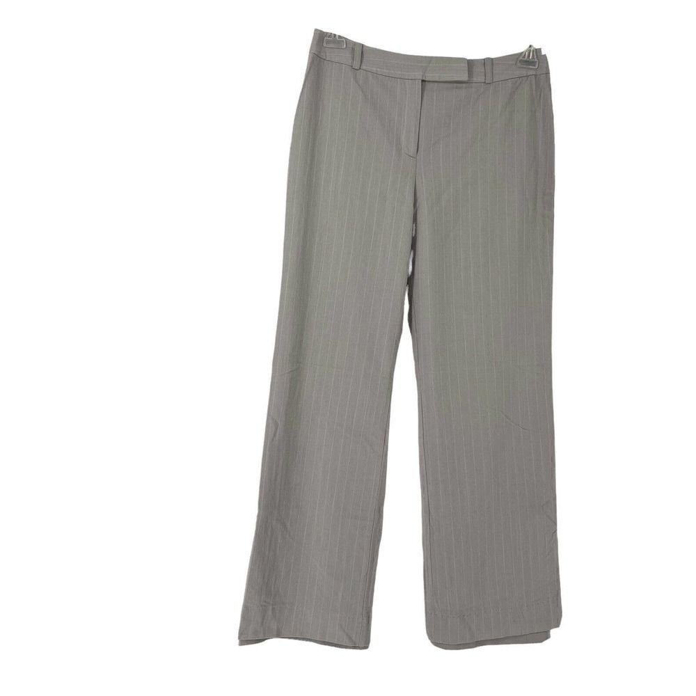 LOFT Dress Pants Gray Blue Pinstriped Bootcut Womens Size 6 Preppy Career Wear